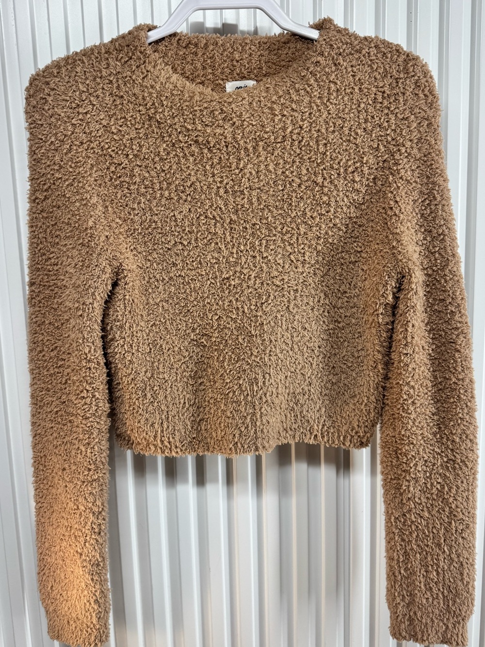 Aerie Cropped Cozy Women's Teddy Sweater - Camel Size S